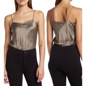 Current Air Star Silk Cami Bodysuit Grey Taupe Size XS